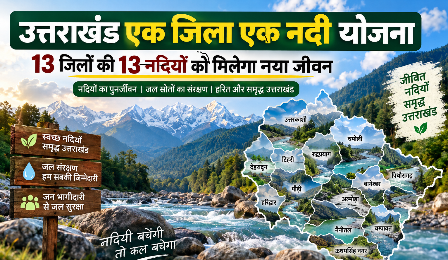 उत्तराखंड एक जिला एक नदी योजना के तहत 13 जिलों की 13 नदियों का पुनर्जीवन