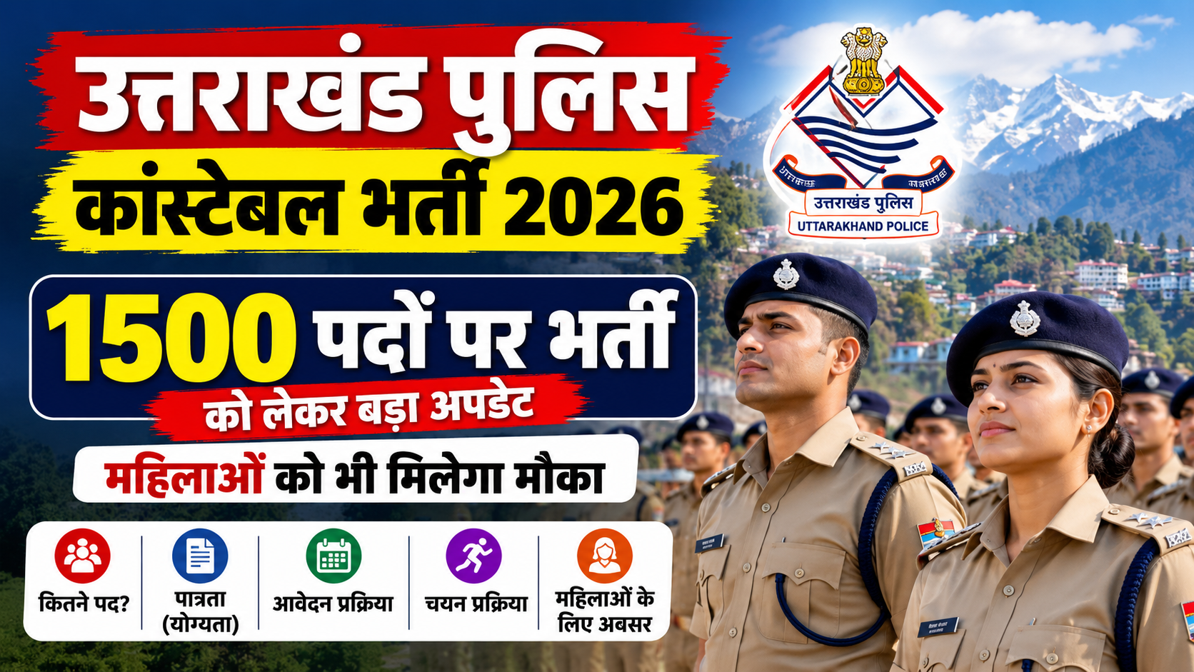 उत्तराखंड पुलिस कांस्टेबल भर्ती 2026 में 1500 पदों पर प्रस्तावित भर्ती और महिला अभ्यर्थियों के अवसर की जानकारी